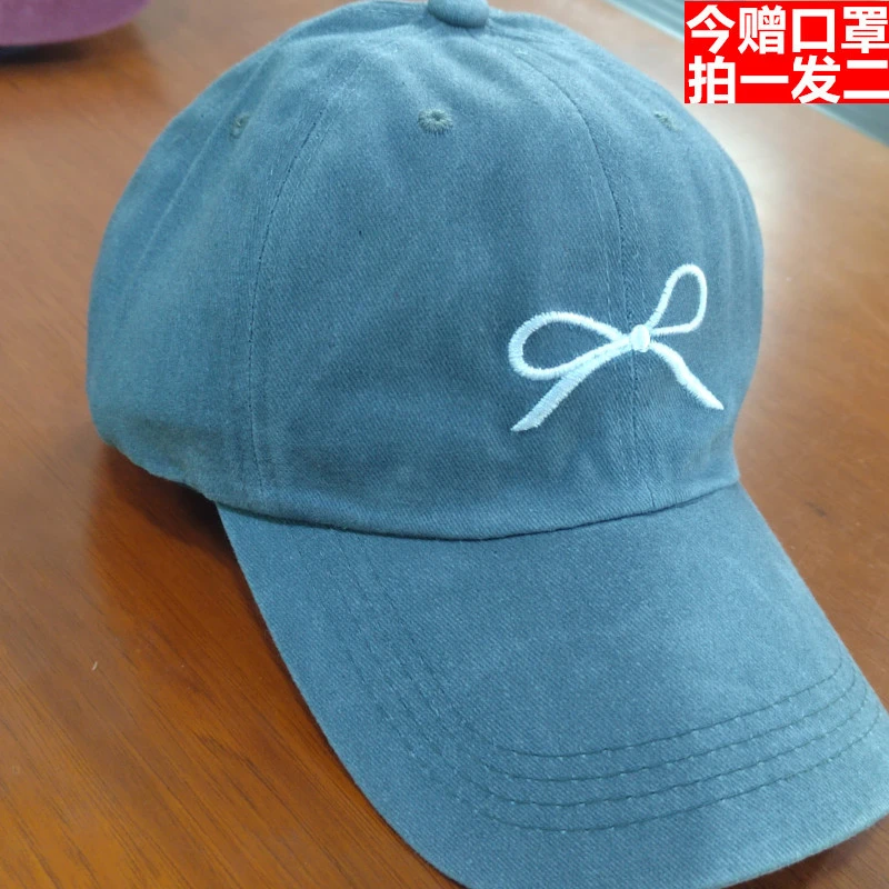 新款可爱蝴蝶结棒球帽网红纯棉显瘦脸小男女情侣百搭鸭舌帽子