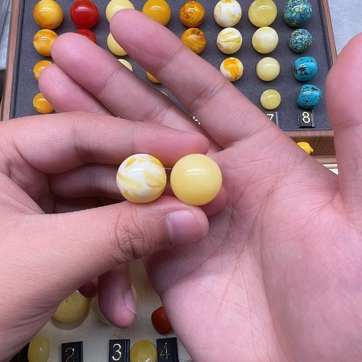 琥珀未镶嵌裸石俄黄单珠