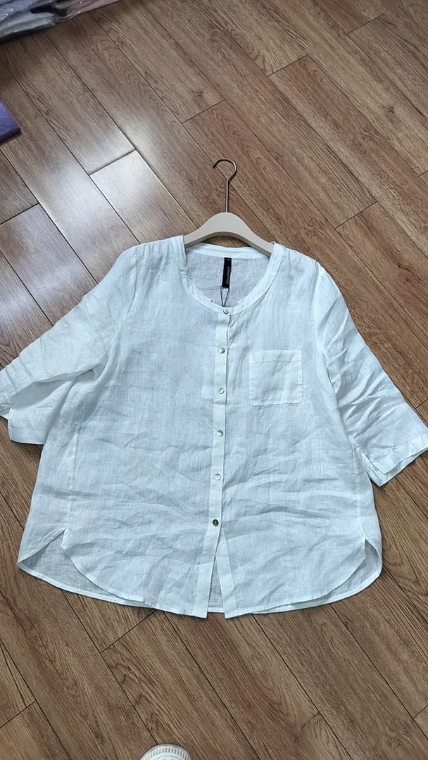 水淼2025夏季新款亚麻料小衫0682