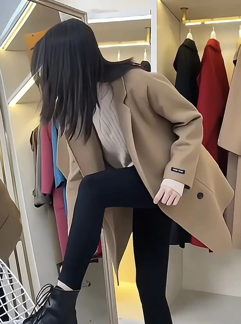 【现货现发】2025冬季新款双排扣中长款毛呢大衣显瘦百搭外套女