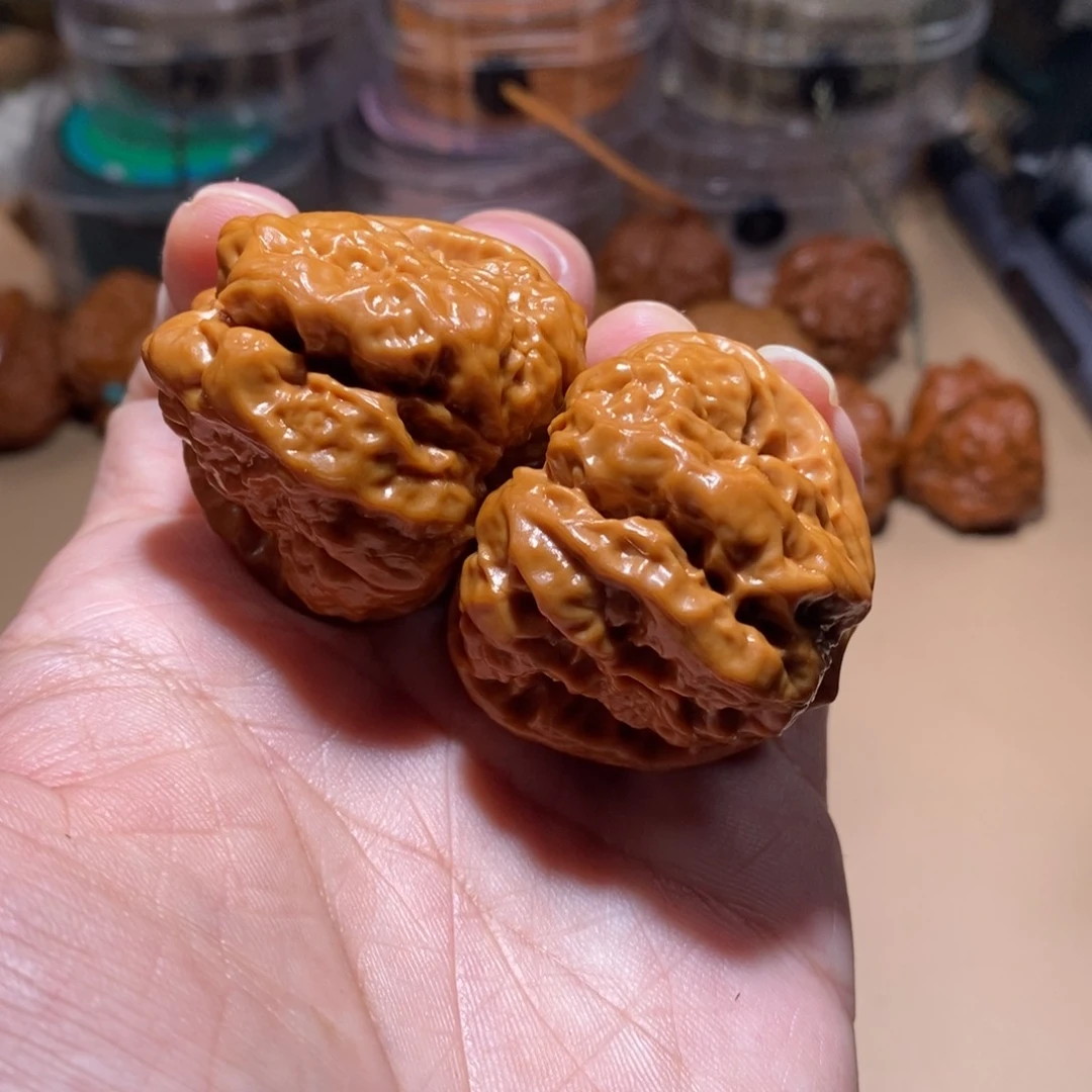 文玩核桃把件蛋**基全品无修40尺怀柔蛤蟆头