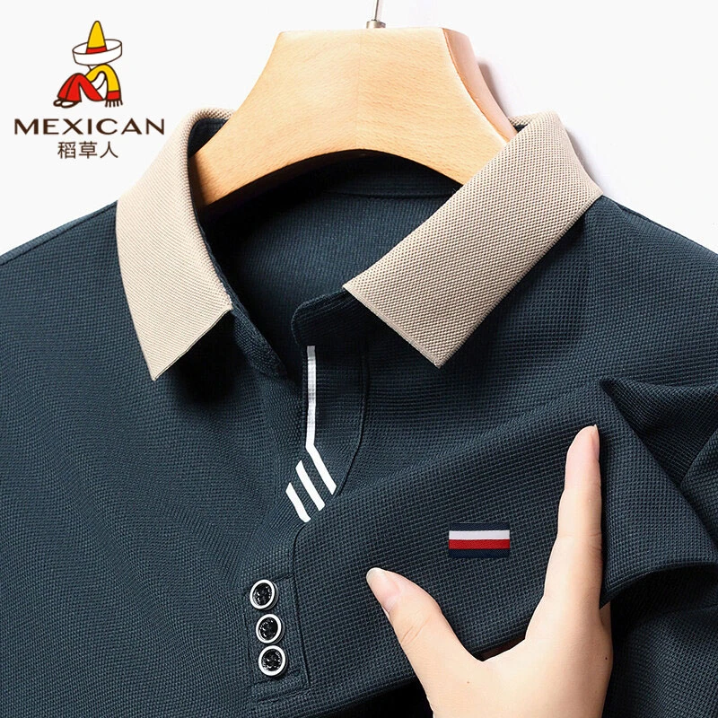 Mexican/稻草人男士夏季Polo衫宽松舒适休闲商务短袖翻领半袖T恤