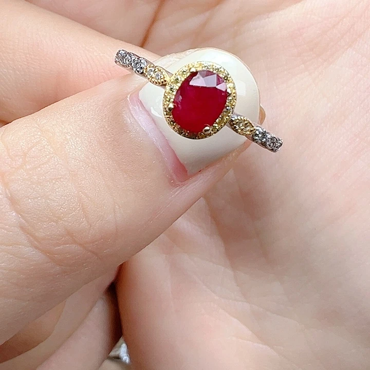 红宝石银S925镶嵌戒指