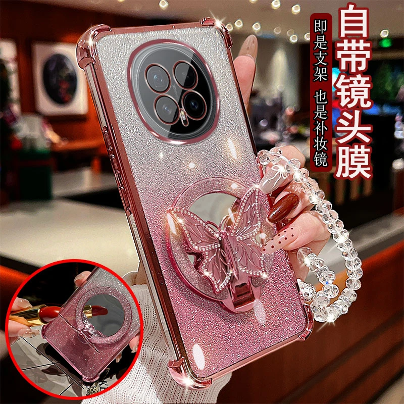 适用荣耀magic8pro手机壳BKQ-AN10防摔套蝴蝶支架镜子镜头全包边