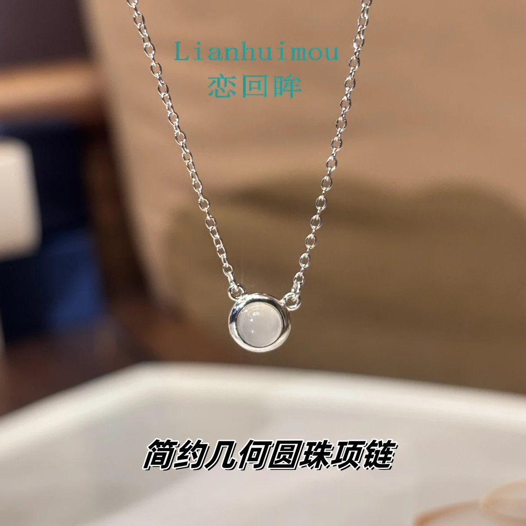 恋回眸 坠链均925银石英石（处理） ins风极简设计小众项链生日礼物