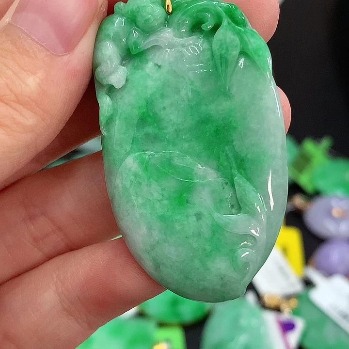 翡翠18K金镶嵌吊坠(不含链)