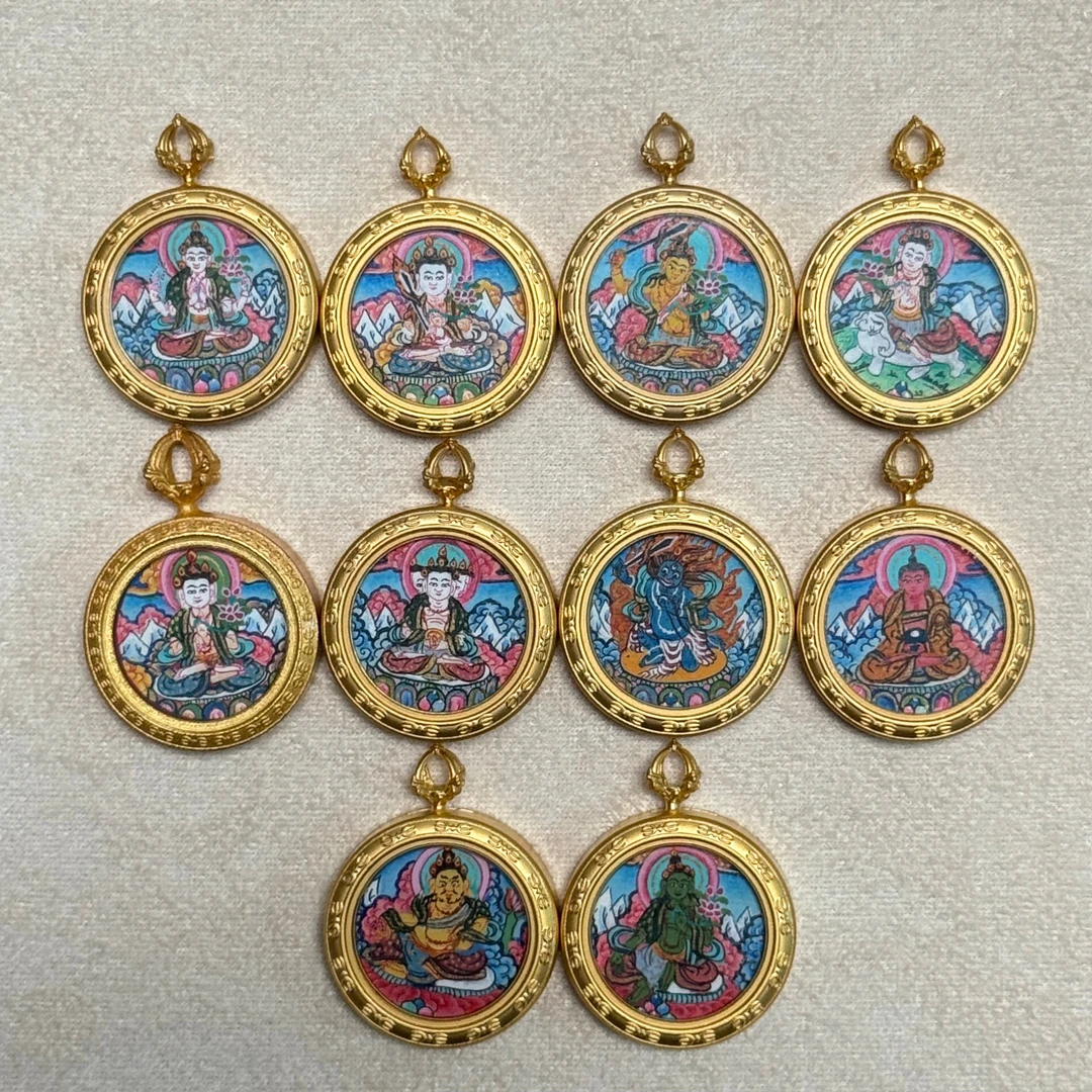 纯手绘圆形八大唐卡