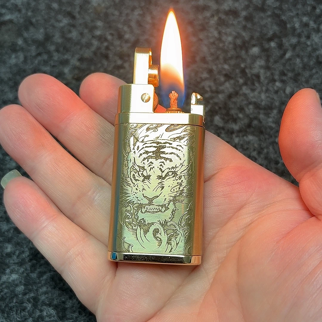 黄铜外壳一键点火打火机 自动弹射煤油打火机 包邮