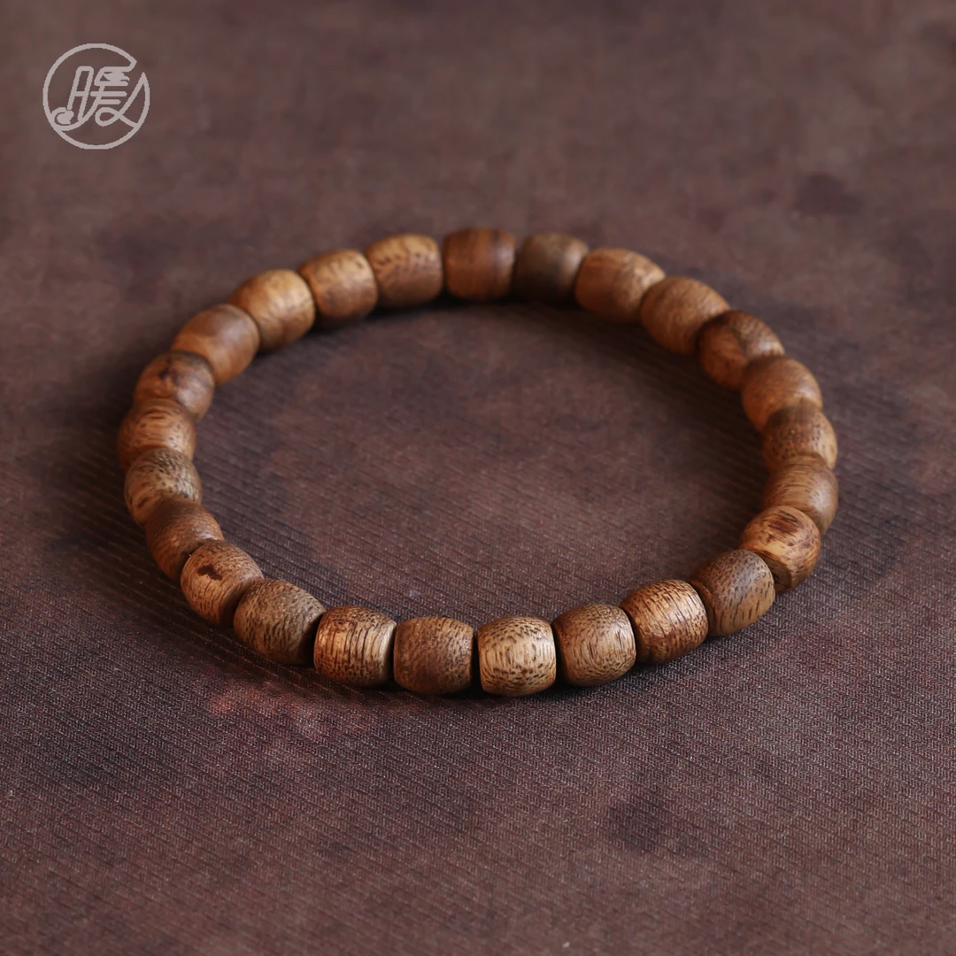 Nuanyan/暖言 沉香单圈素圈直切桶珠沉香手串M295多样性发一