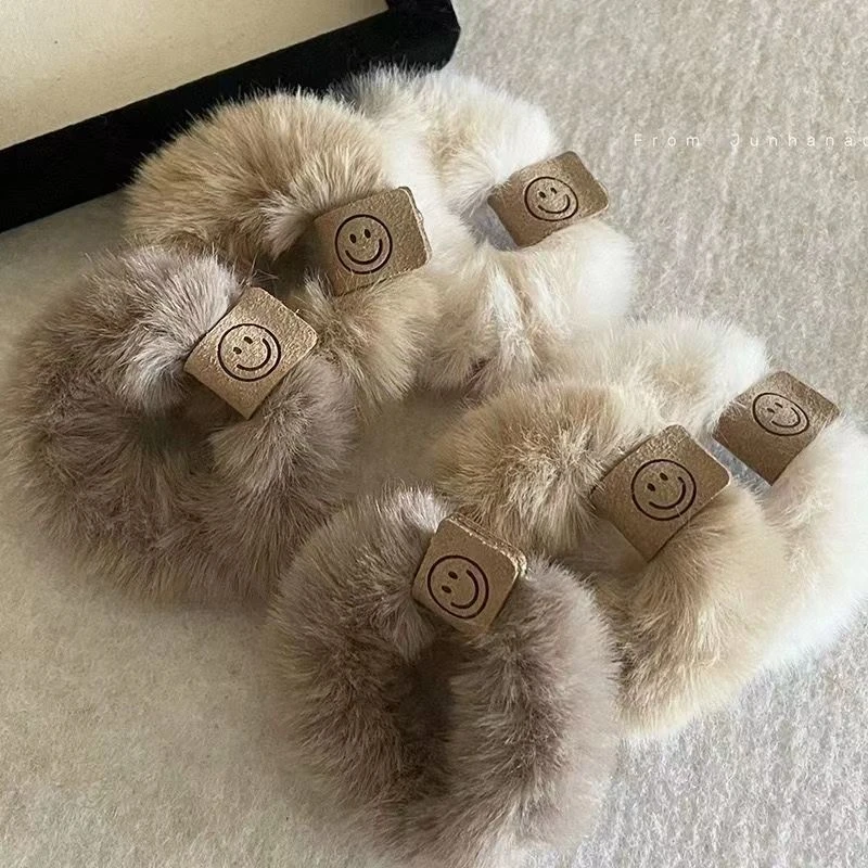 软软糯米糍~咖色毛绒发圈可爱仿兔毛发绳女ins丸子头绳橡皮筋发饰