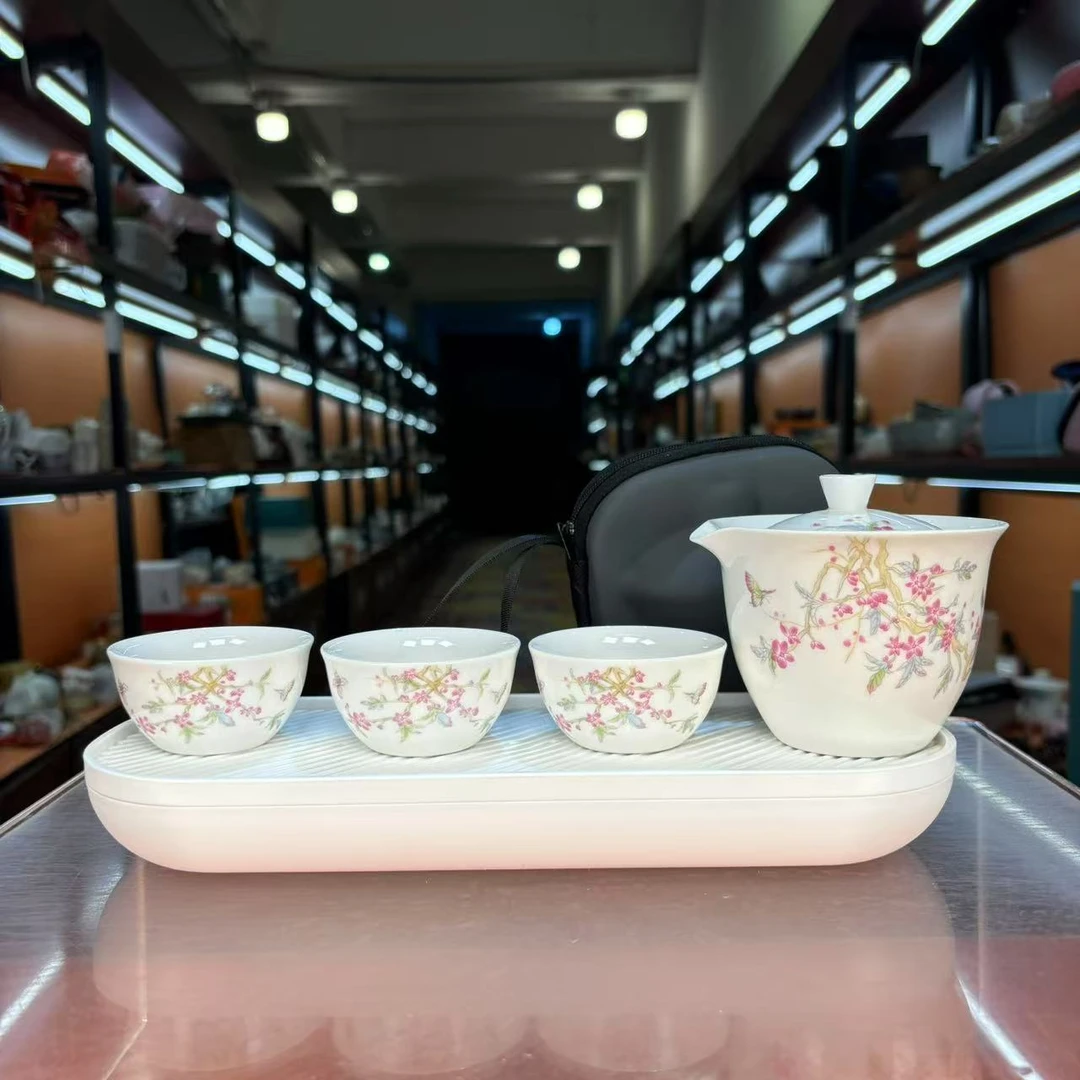 秋香茶具 冰白紫藤花旅行茶具户外便携式旅行茶具-2806