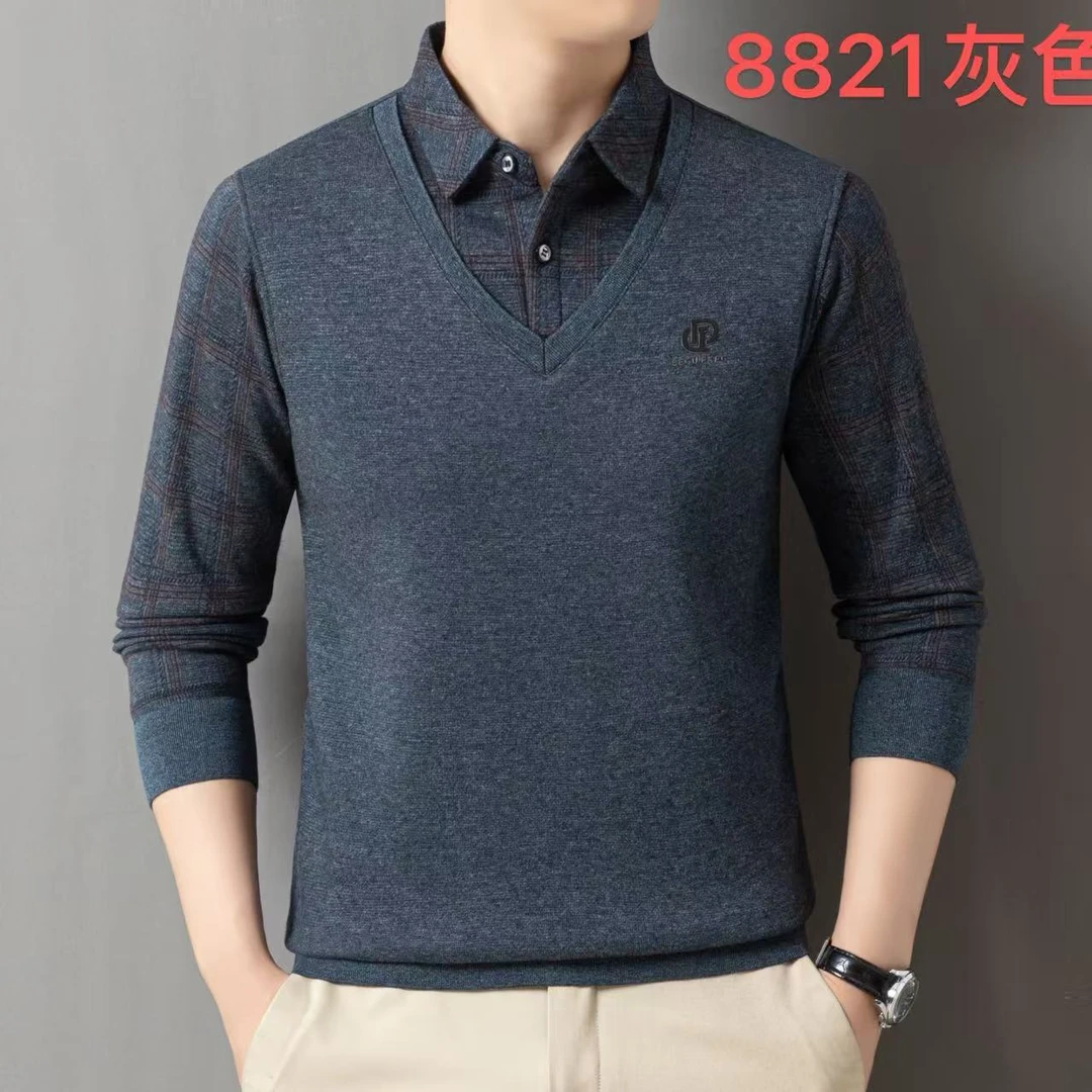 JF8821A男装免烫常规款Polo衫衬衫时尚长袖男士长袖