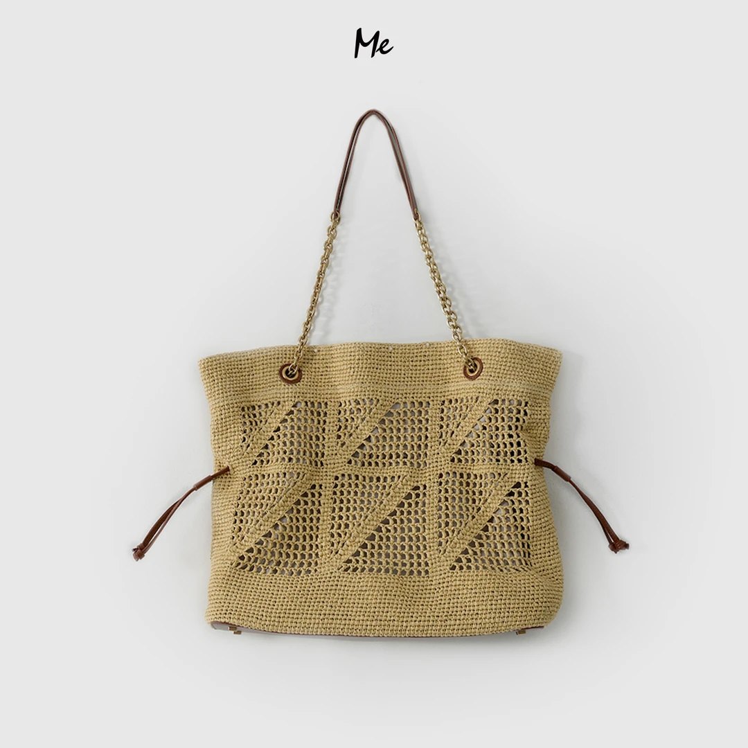 ME【真皮编织抽绳托特包】奢牌感TOGO牛皮百搭时尚包包MESS6390