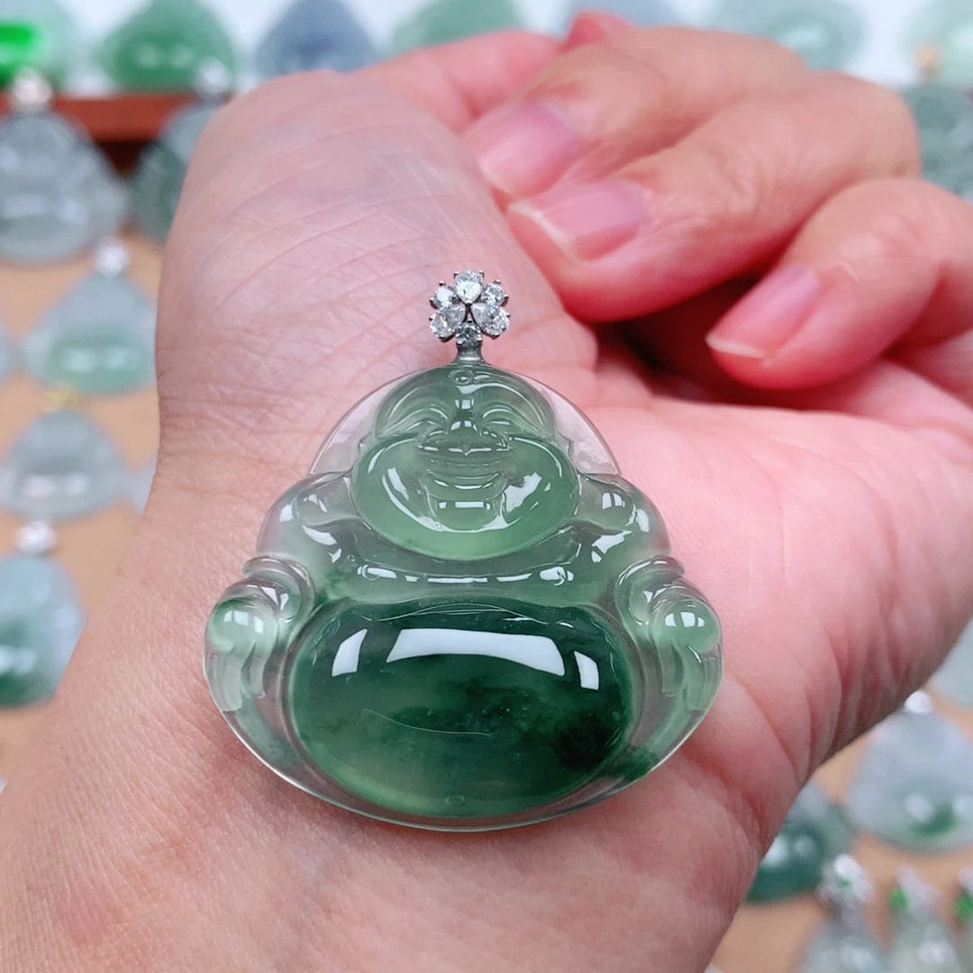 8***9翡翠18K金镶嵌吊坠(不含链)