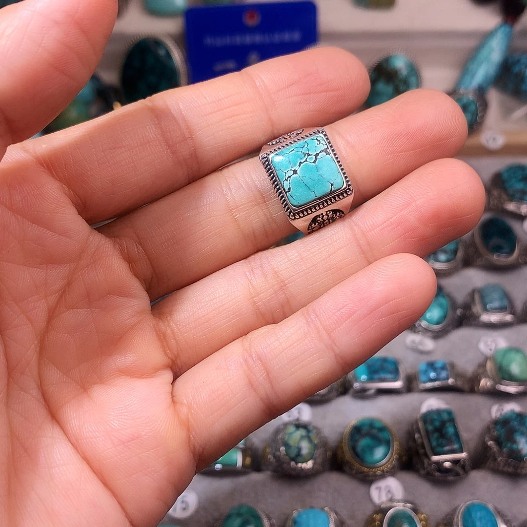 绿松石挂件银S925镶嵌