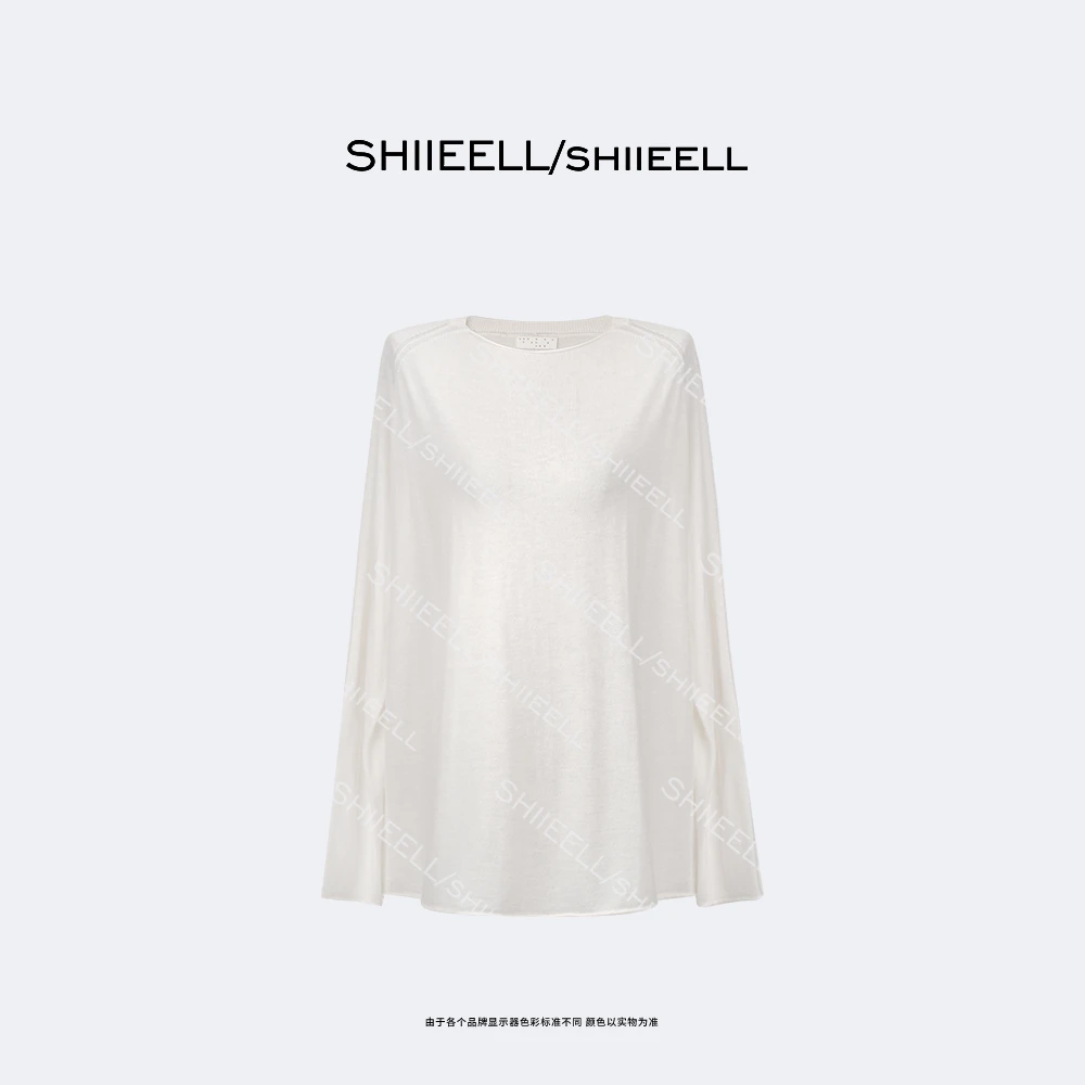 SHIIEELL高智风立裁桑蚕丝混纺轻柔打底长袖T恤WY103