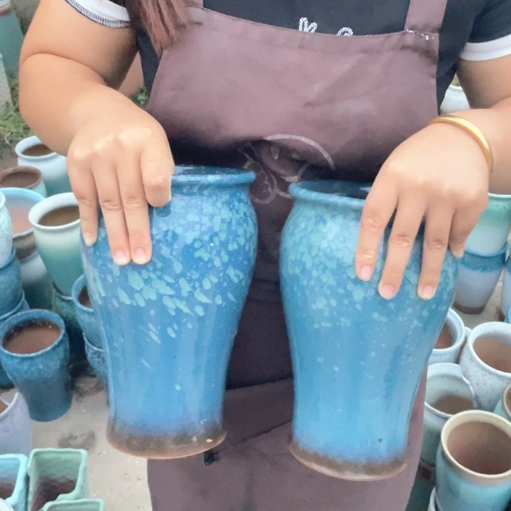 紫砂花盆口15高26瑕疵瑕疵