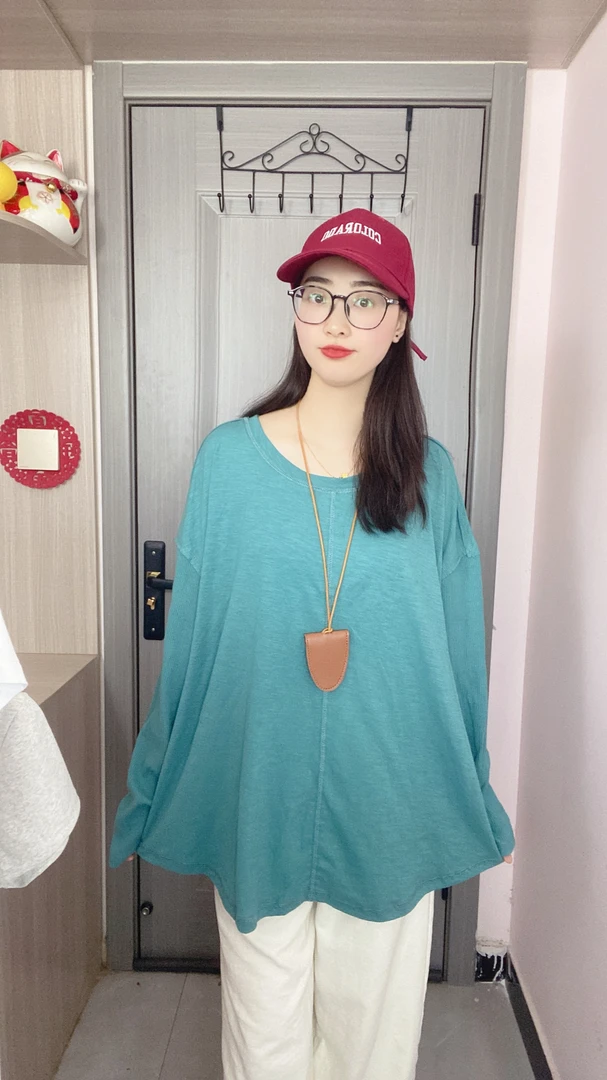 外贸纯棉男女同款水洗做旧158长袖薄款