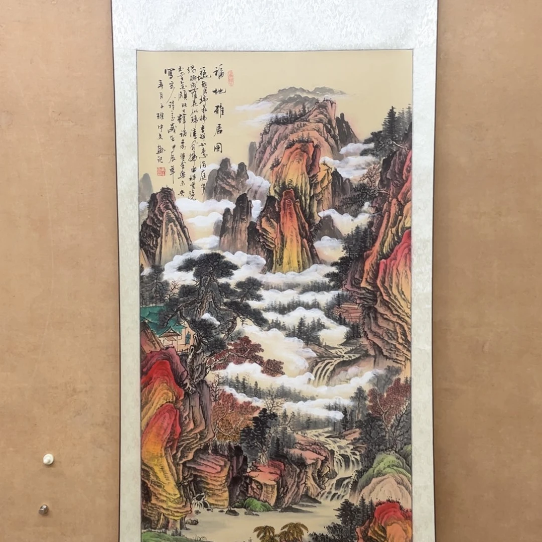 国画手绘国画，山水卷轴