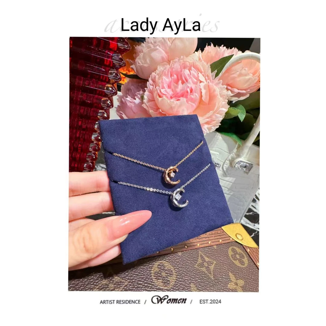 坠链均925银 水冰月棱格纹时尚气质简约百搭项链AL777