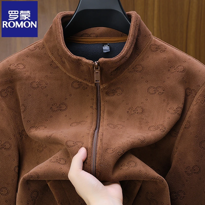 罗蒙加厚颗粒绒卫衣男士冬季保暖立领上衣潮流休闲户外运动外套男