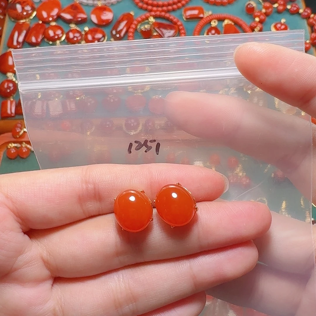 南红玛瑙银S925镶嵌13耳饰