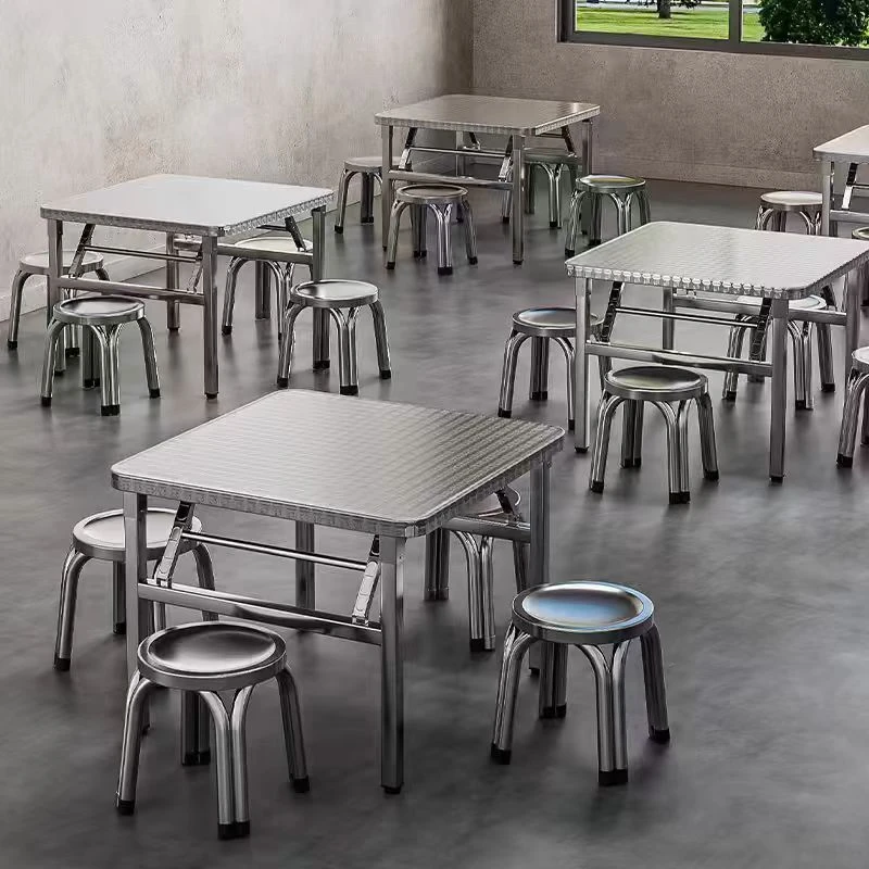 加厚不锈钢折叠餐桌烧烤桌子家用吃饭桌写字学习桌摆摊便携带方桌