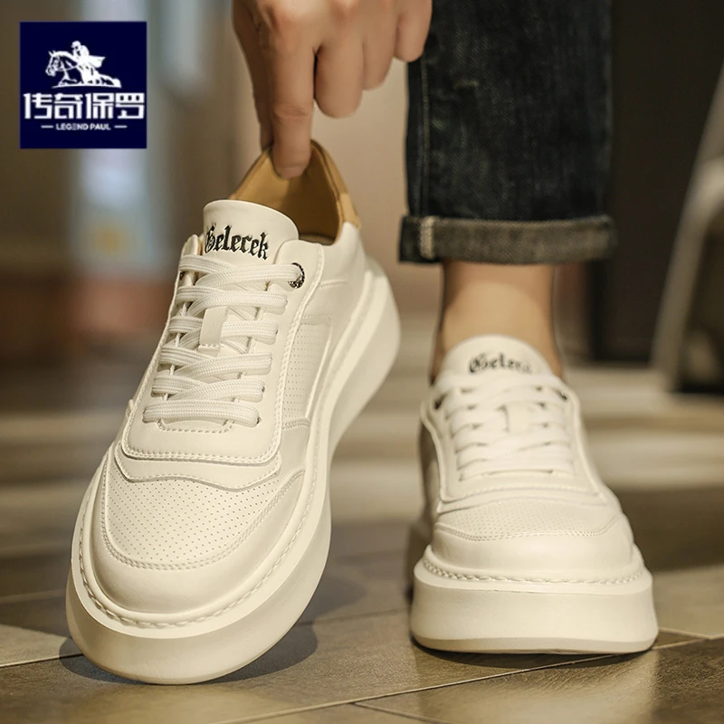 传奇保罗正版男鞋冬季透气小白鞋男士百搭休闲运动鞋高级感平板鞋