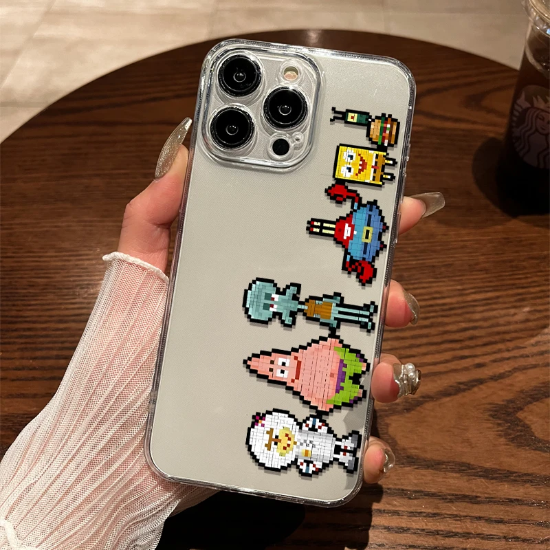 菱荣适用苹果17手机壳像素海绵宝宝派大星iphone16ProMax新款15全