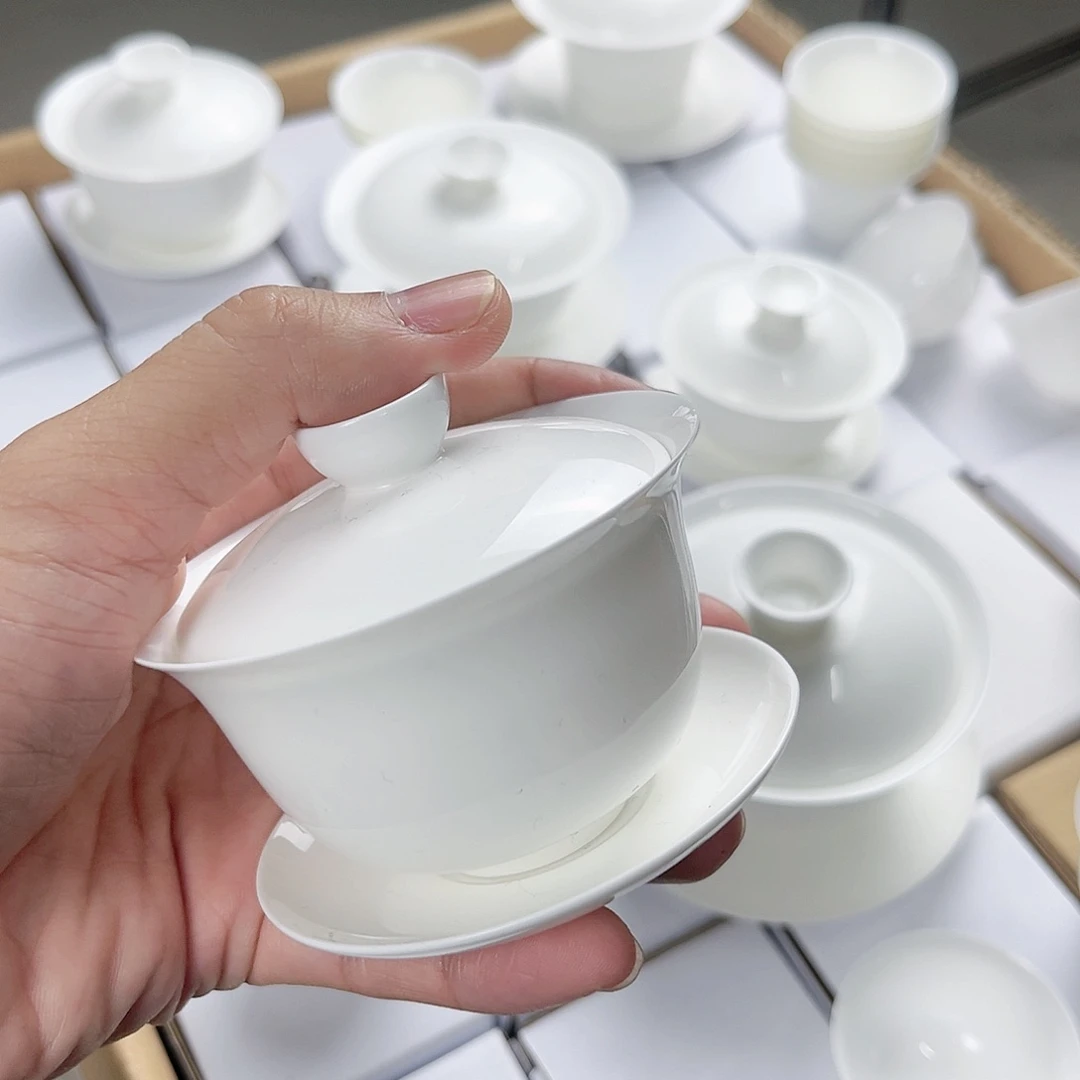 【闪购商品】娟****荐100盖碗30个+30个玉兰杯骨瓷