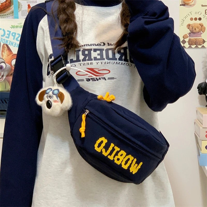 日系ins风小众胸包女简约运动骑行斜挎包休闲百搭学生腰包男潮牌