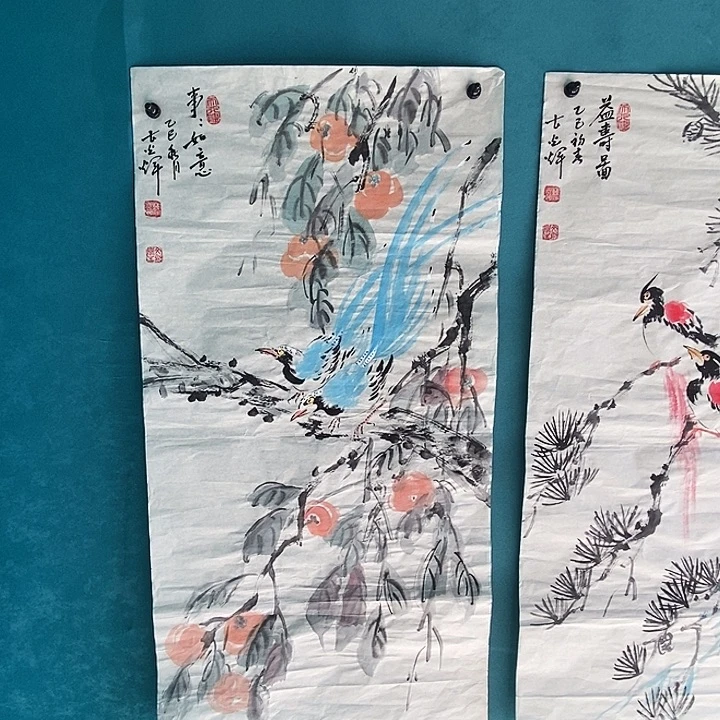 国画三尺手绘花鸟