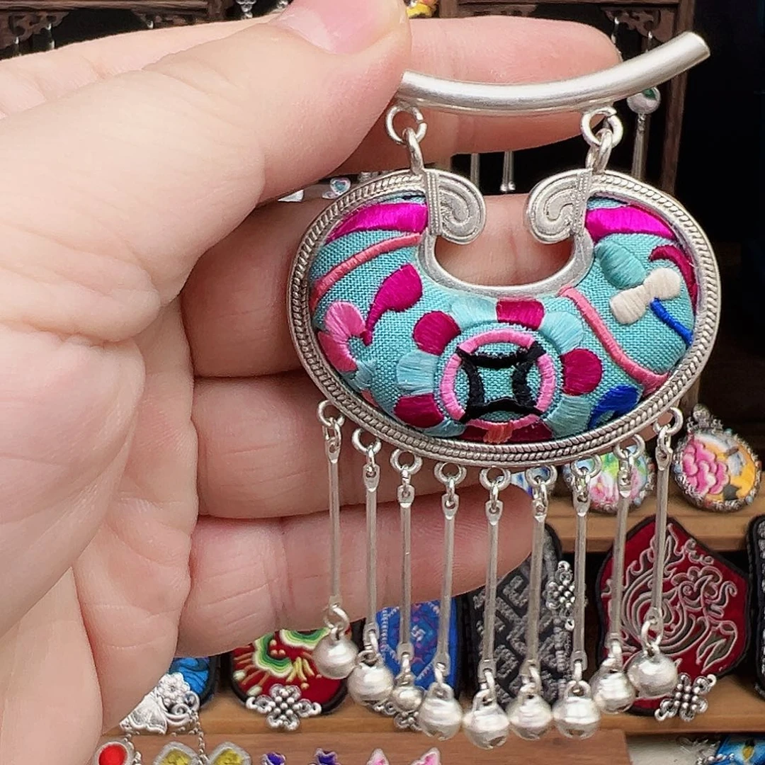 黄铜925银布艺手工刺绣