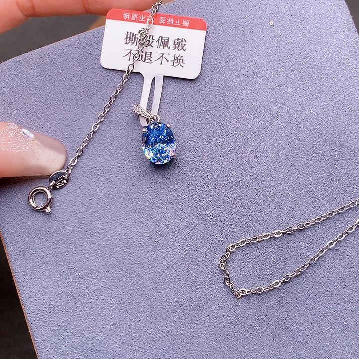 海蓝宝石颈饰银S925镶嵌