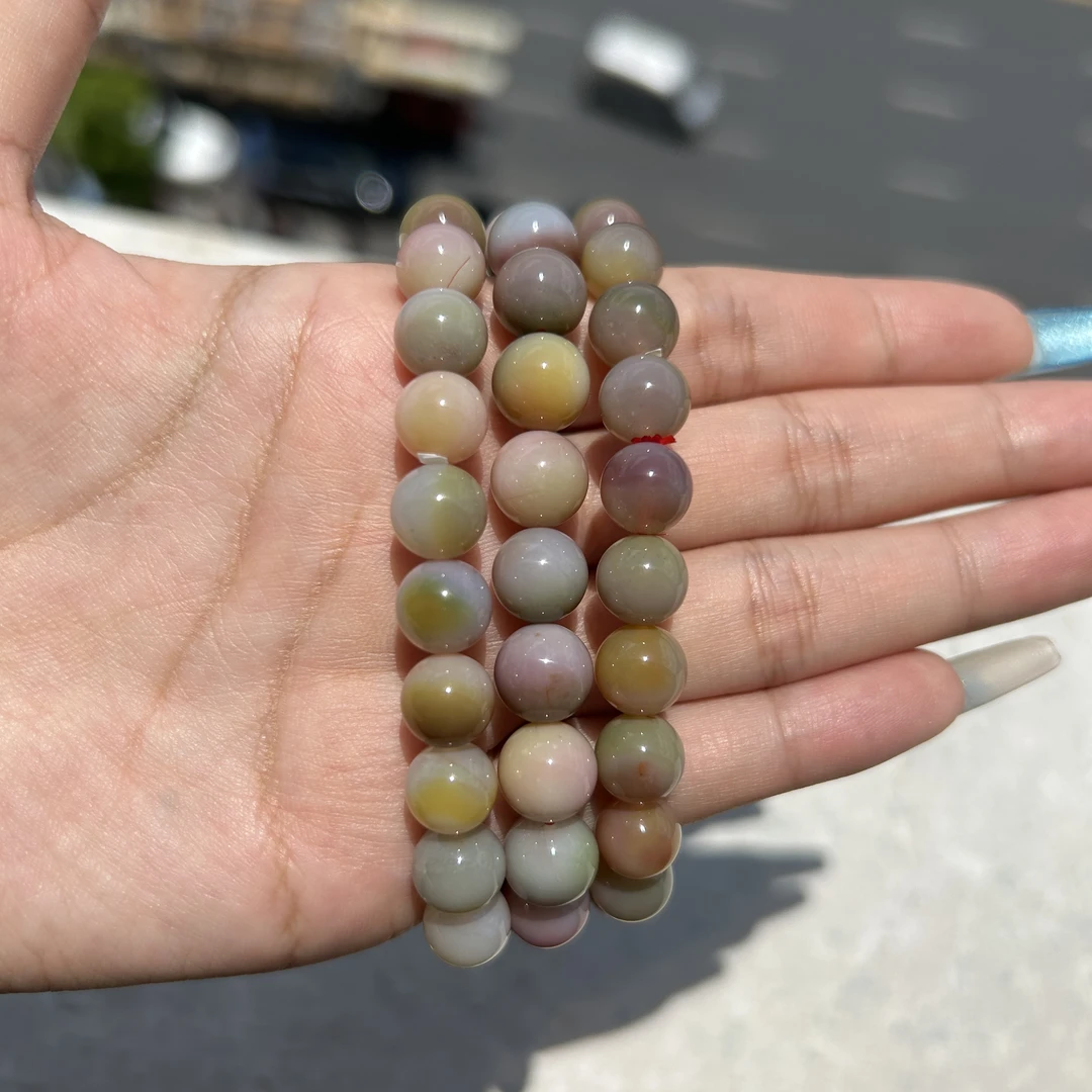 MN031天然老矿马卡龙色盐源玛瑙手串多样性发一