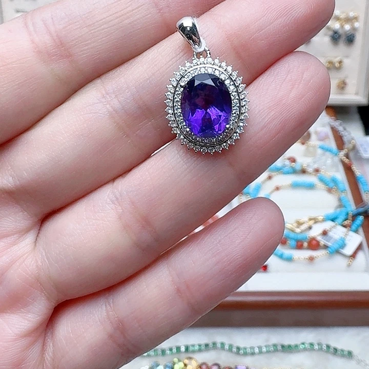 水晶吊坠(不含链)银S925镶嵌吊坠