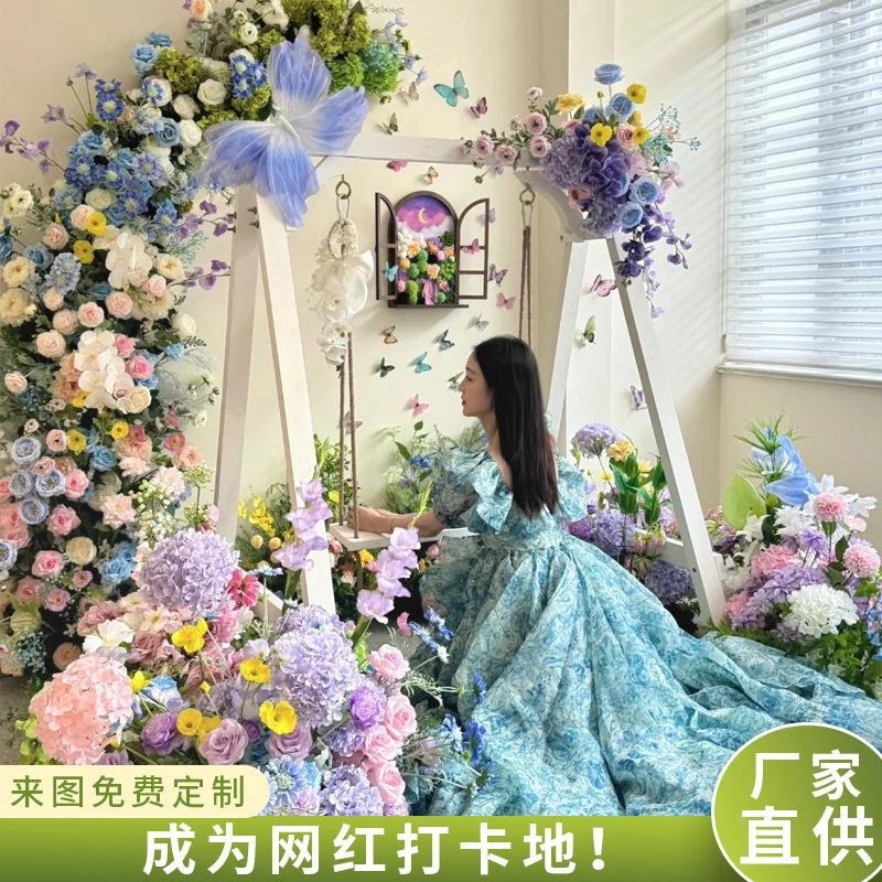 莫奈花园仿真花成布置造景婚礼美陈门店橱窗花艺网红打卡莫奈