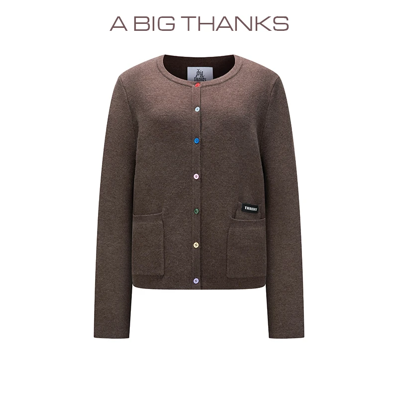 ABIGTHANKS圆领纽扣开衫毛衣ABT2022472休闲保暖小香风简约长袖