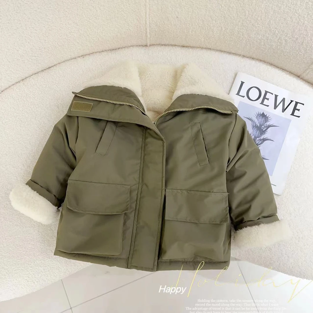 汤圆家童装2024冬季上新韩系大翻领气质特厚派克服 YA-692