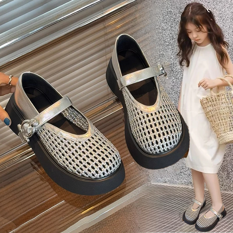 女童凉鞋夏款2025新款儿童镂空鞋女孩公主鞋软底中大童休闲洞洞鞋