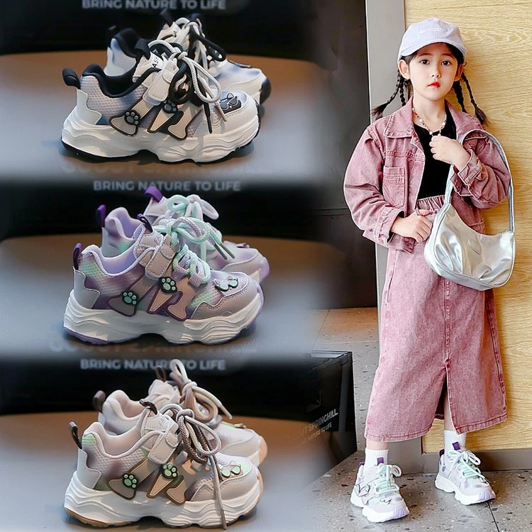 儿童2025春季新款运动鞋EVA软底老爹鞋透气单鞋女童百搭时尚