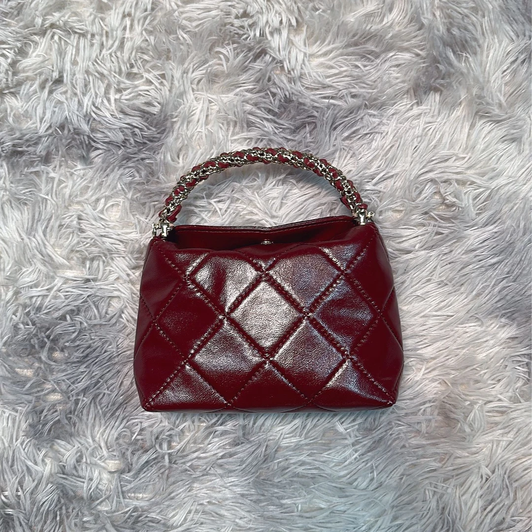 时尚百搭真皮女包 想 麻 手提 红色10852