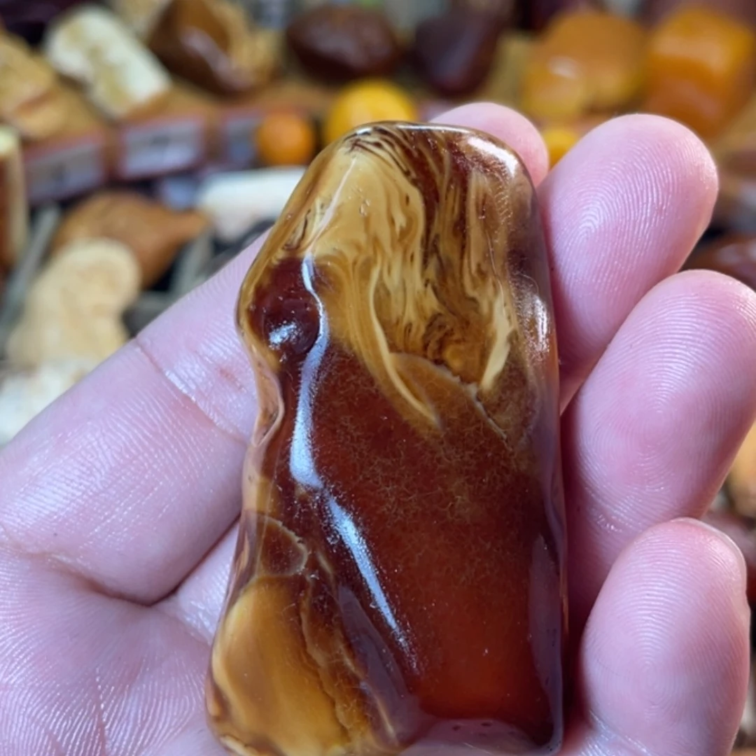 裸石琥珀未镶嵌颜*清天然蜜蜡