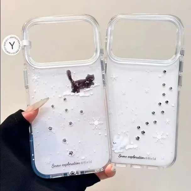 雪地欢乐小猫小狗适用苹果17Promax手机壳vivo华为oppo小米15新款