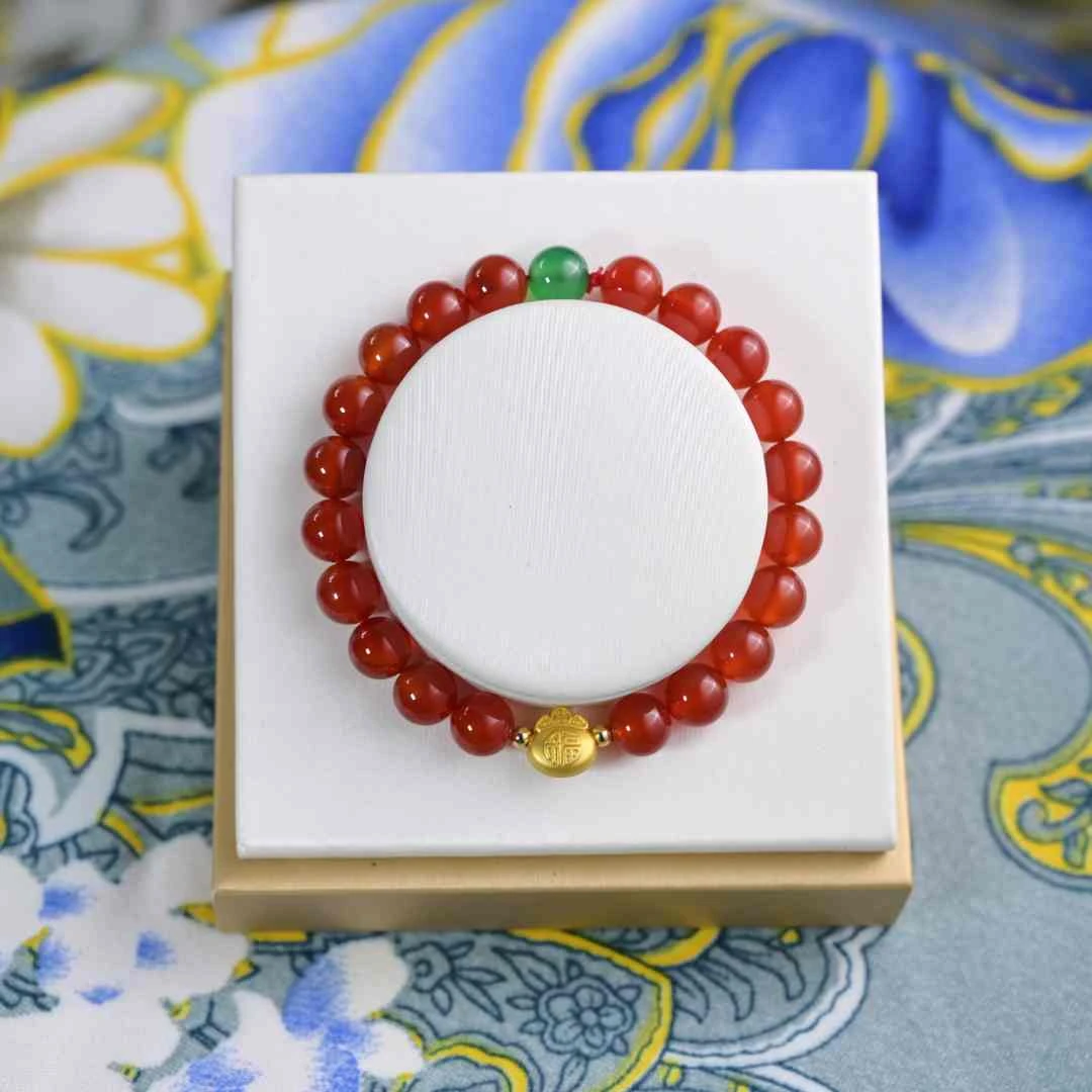 红玛瑙手串女款女生钱袋红色串珠高级感生日新年礼物MN000120001