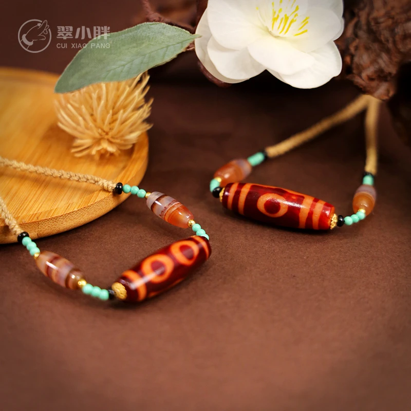 翠小胖三号店 红肉宝盖三眼玛瑙项链CTZA211 多样性发1