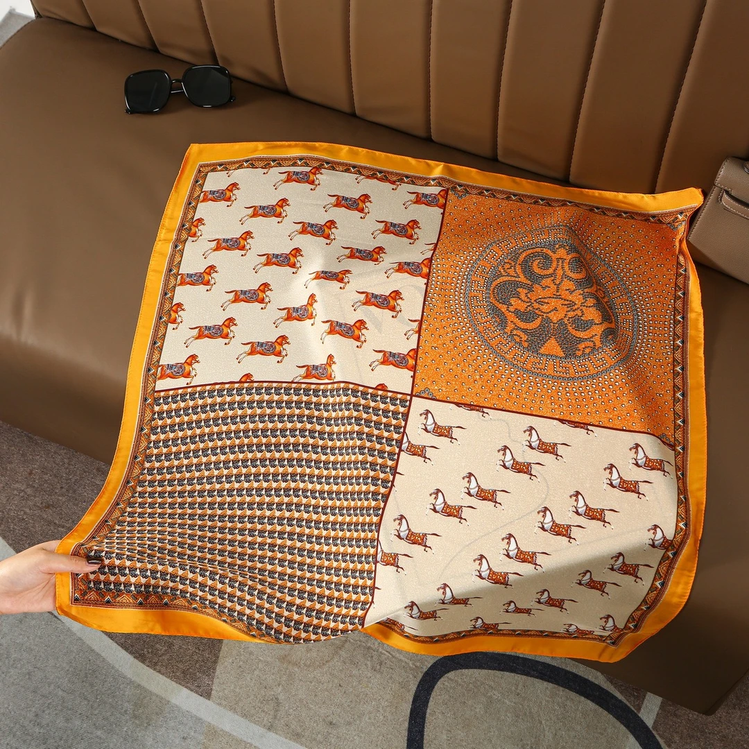 提花复古不掉色民族风花纹丝巾女士夏季斜纹百搭休闲轻奢