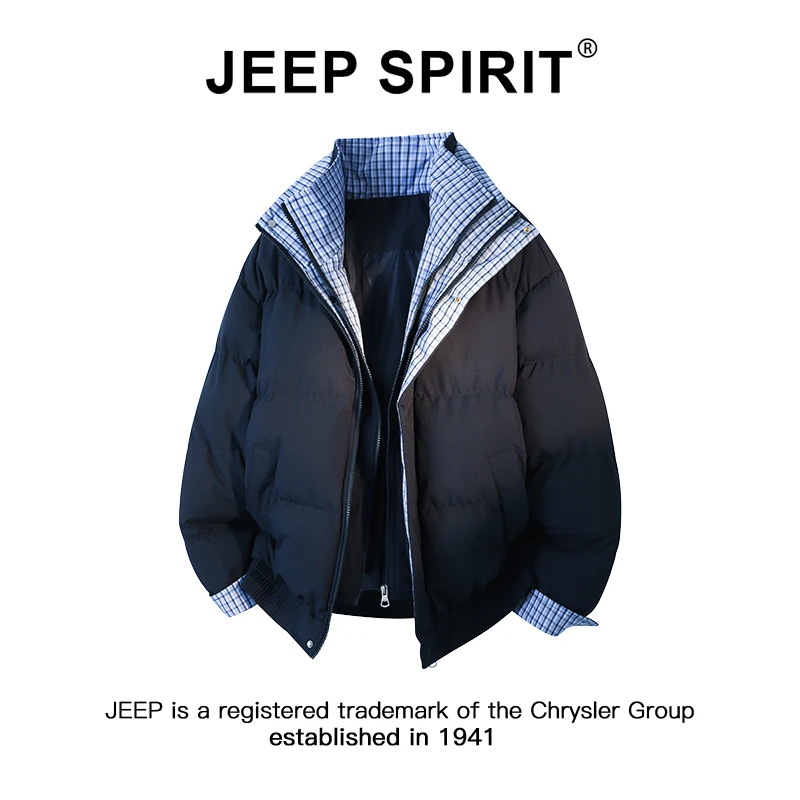 JEEPSPIRIT吉普假两件棉服男女款冬季加厚保暖面包服情侣棉衣外套