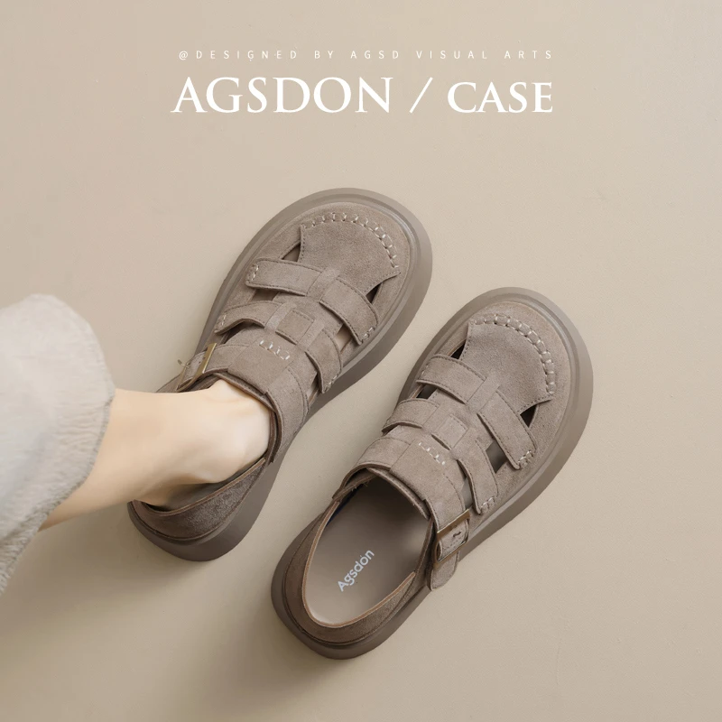 奥古狮登罗马凉鞋女2025春季新款两穿包头厚底外穿一脚蹬半拖鞋xx