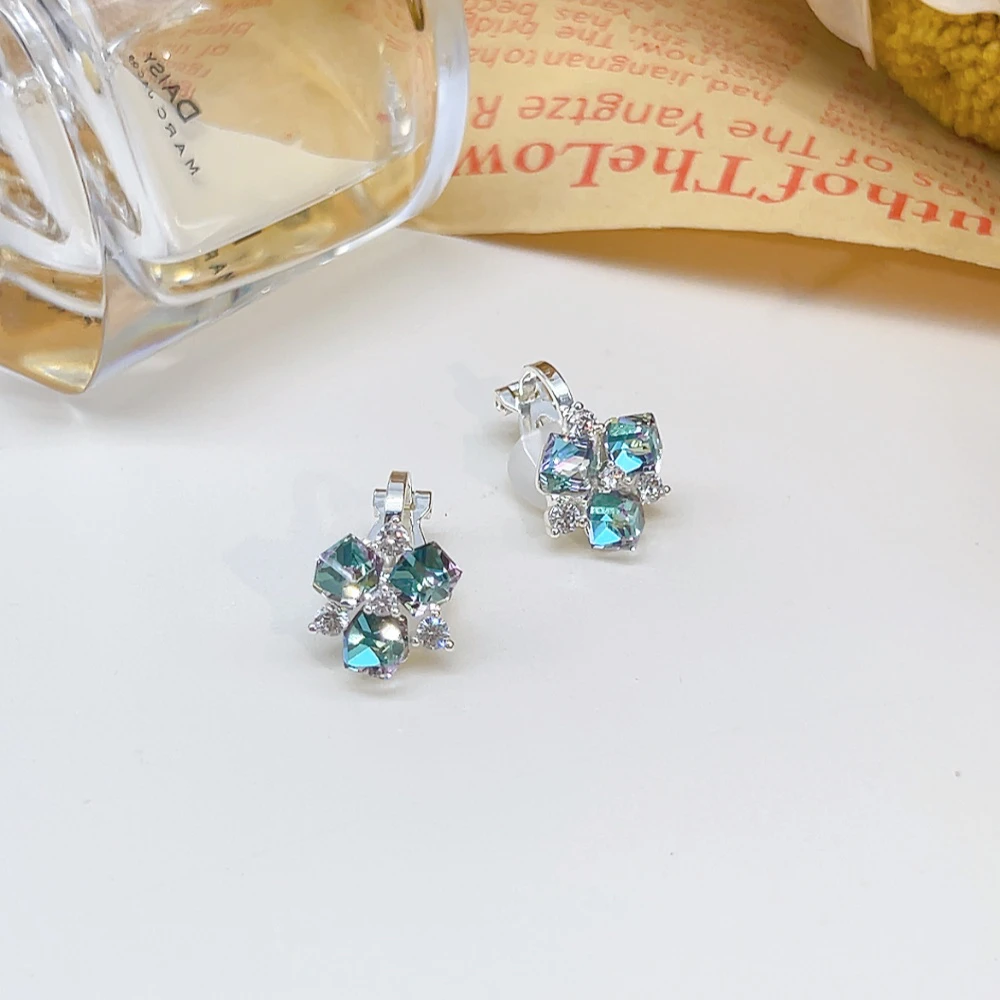 铜合金仿水晶耳饰 耳夹 04721 好啊商店 方水J三角耳夹